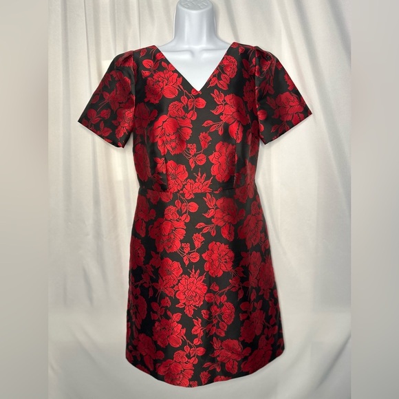 Talbots Back Bow Floral Jacquard A-line Dress (812) - Picture 3 of 16